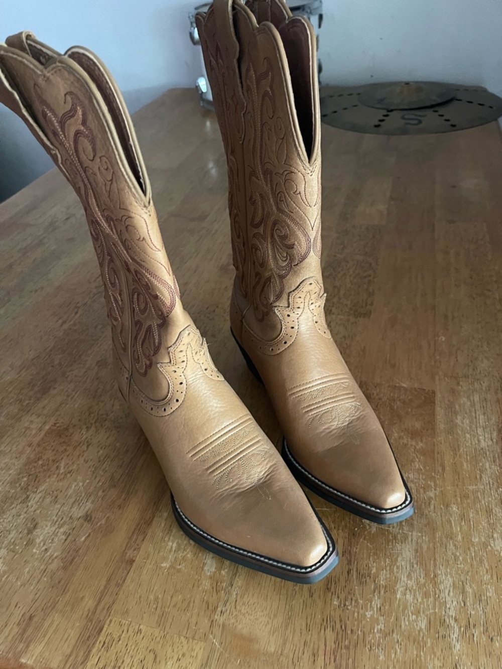 Justin Stampede Boots Brown Leather Western Boot - Picture 2 of 12